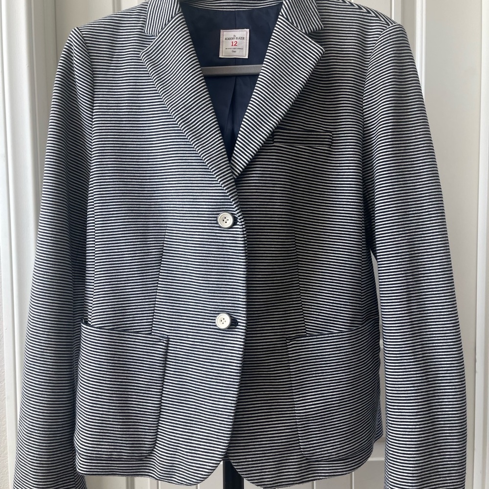 GAP Women's Navy and White Striped Blazer